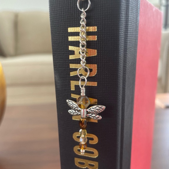 Handmade Brown Bead mix Dragonfly Bookmark with Silver Tone Hook - ideal Gift - Picture 3 of 6